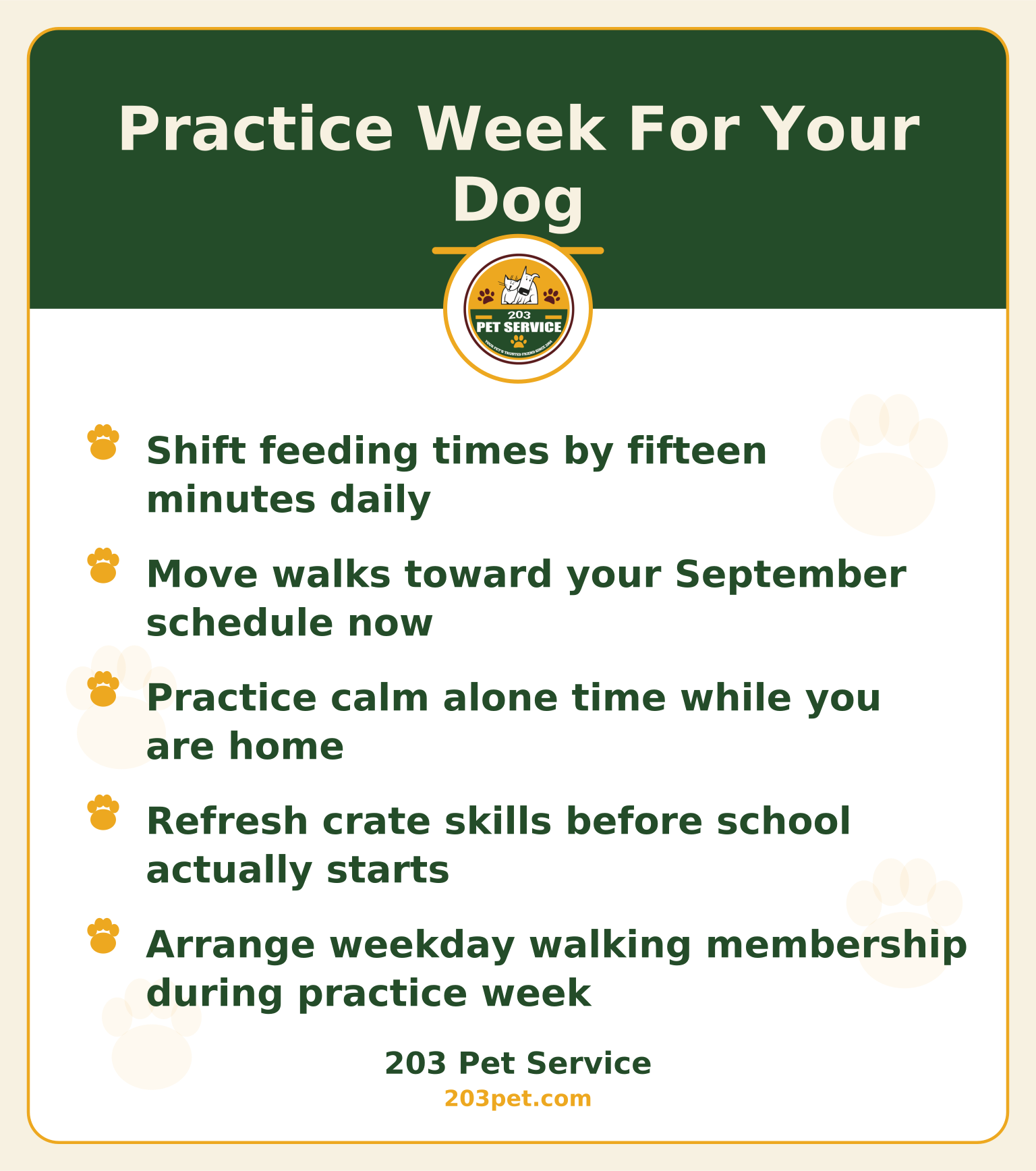 Practice Week For Your Dog