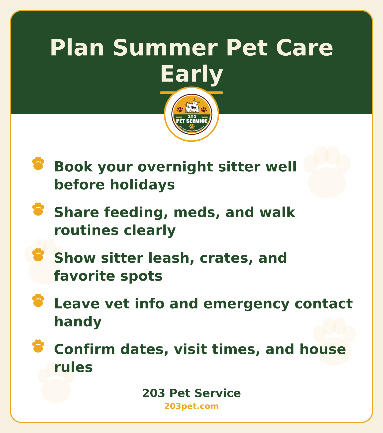 Plan Summer Pet Care Early