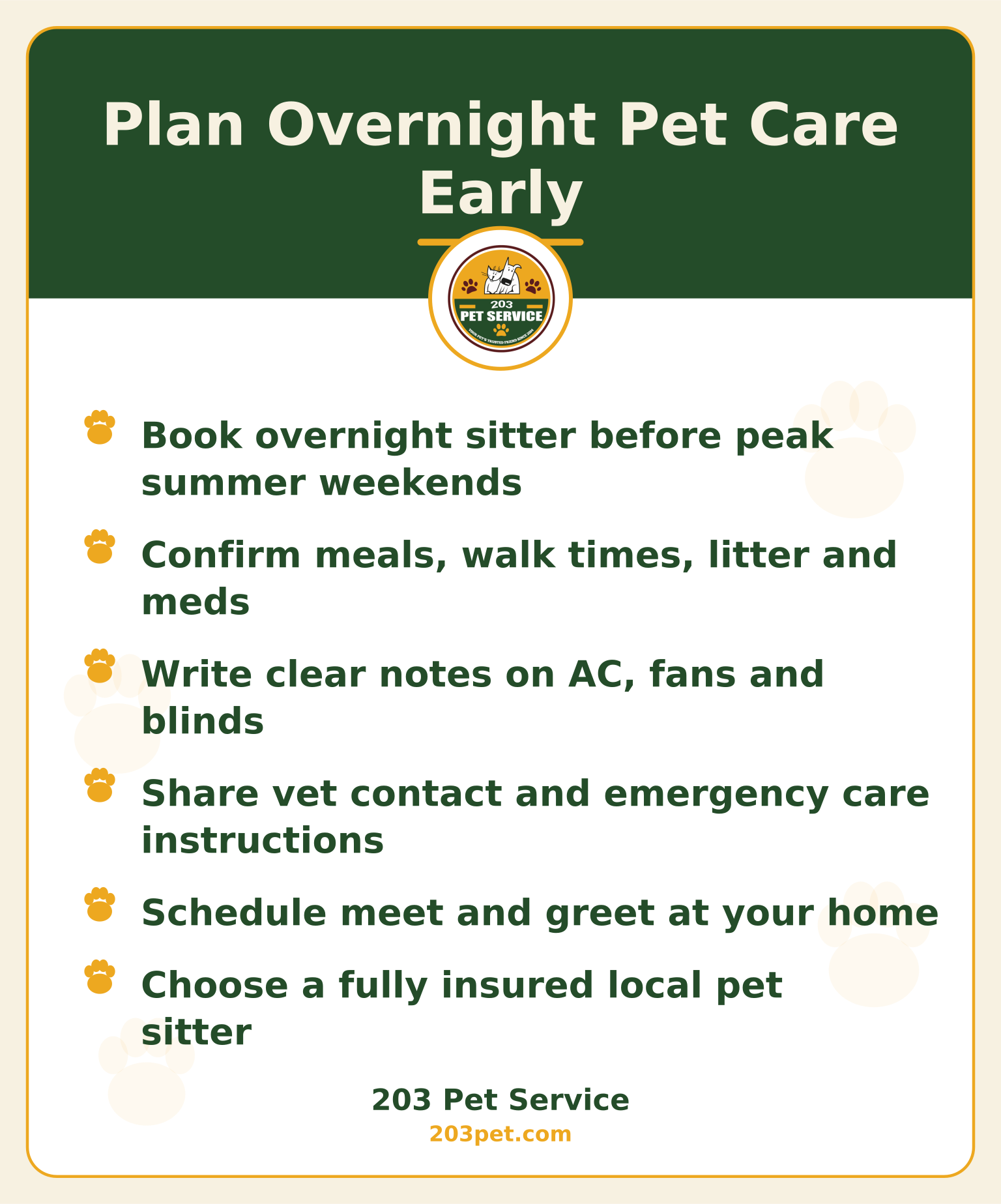 Plan Overnight Pet Care Early