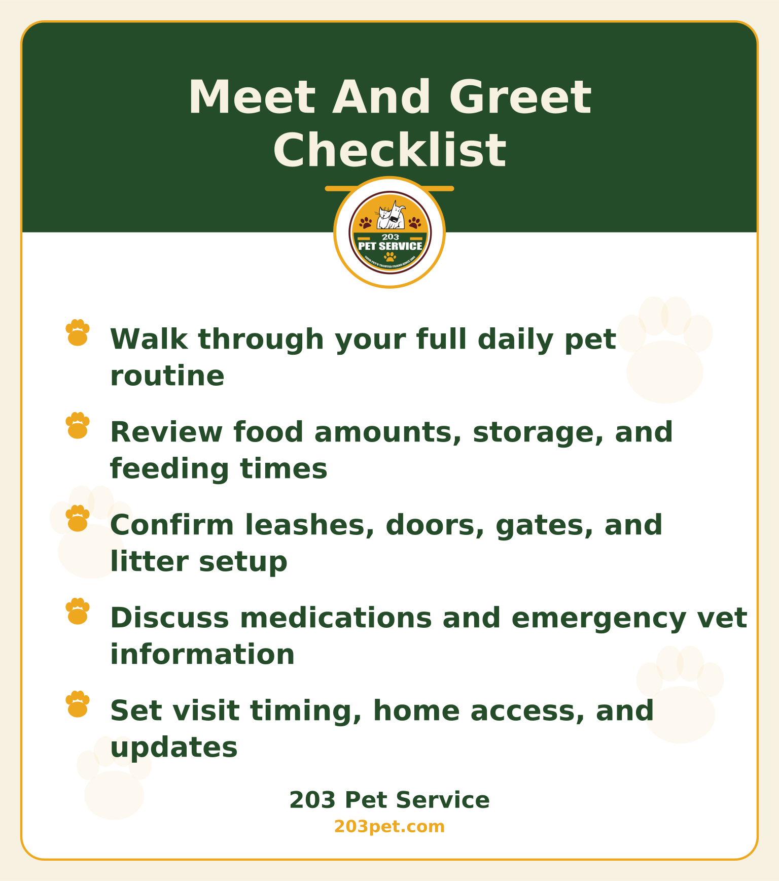 Meet And Greet Checklist