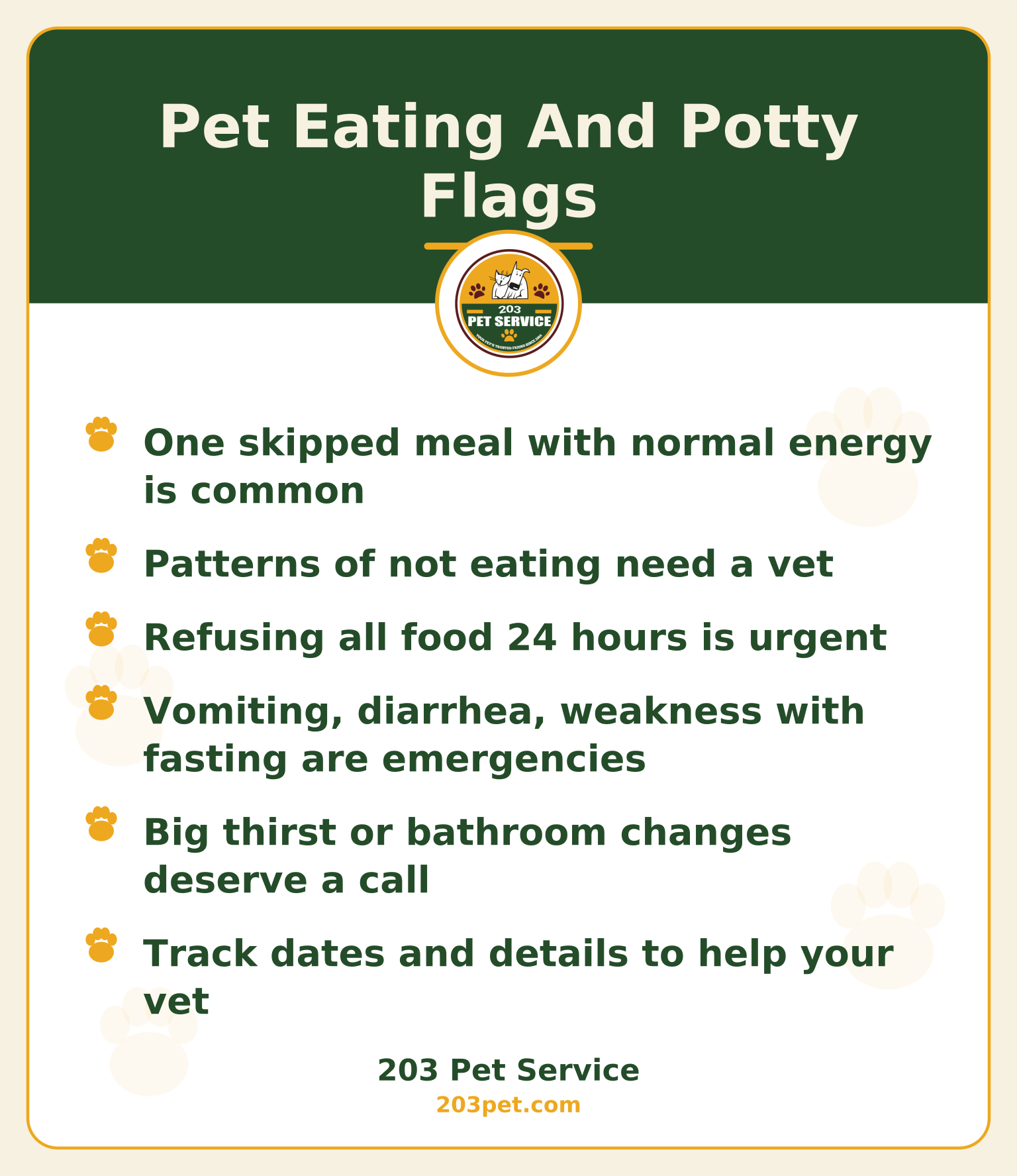 Pet Eating And Potty Flags